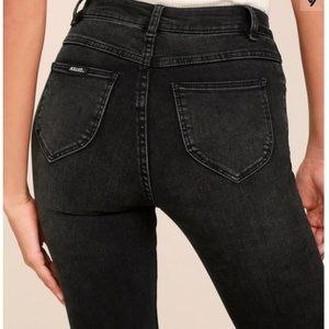 Rollas Washed Black Distressed Skinny Jeans